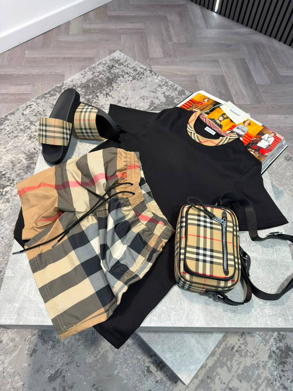 Burber Bag&Sliders& ShortsSet aj1906