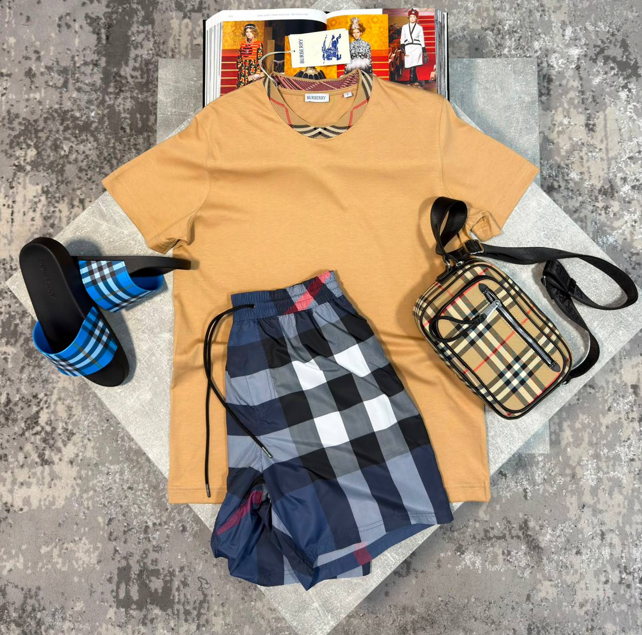 Burber Bag&Sliders& ShortsSet aj1906