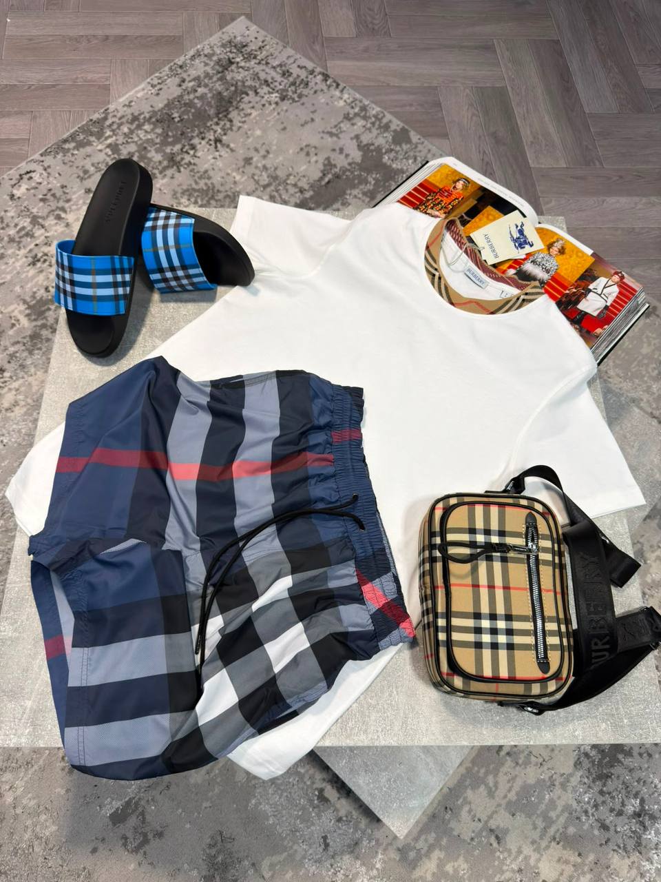 Burber Bag&Sliders& ShortsSet aj1906
