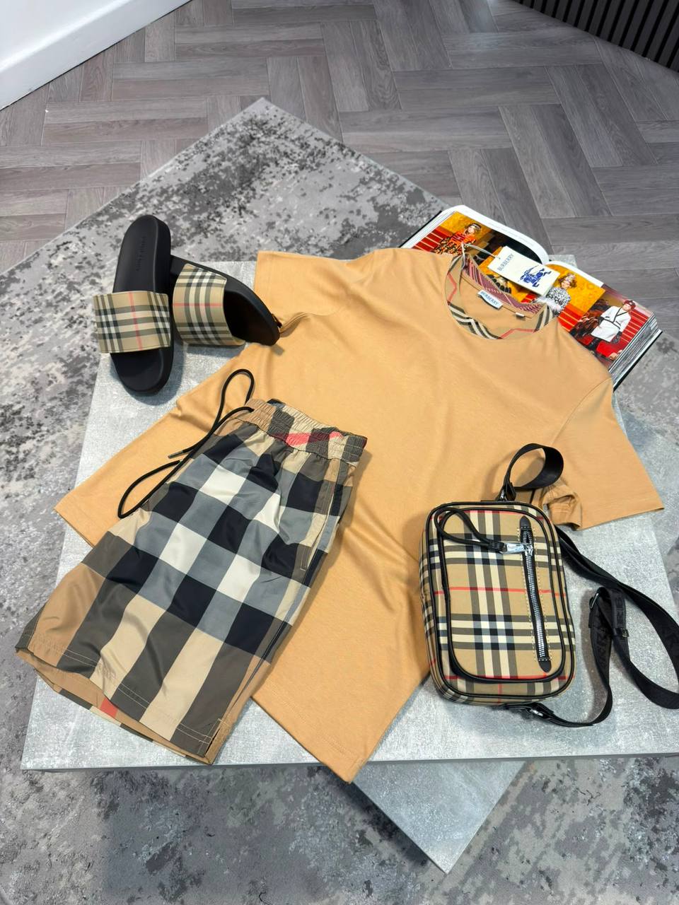Burber Bag&Sliders& ShortsSet aj1906