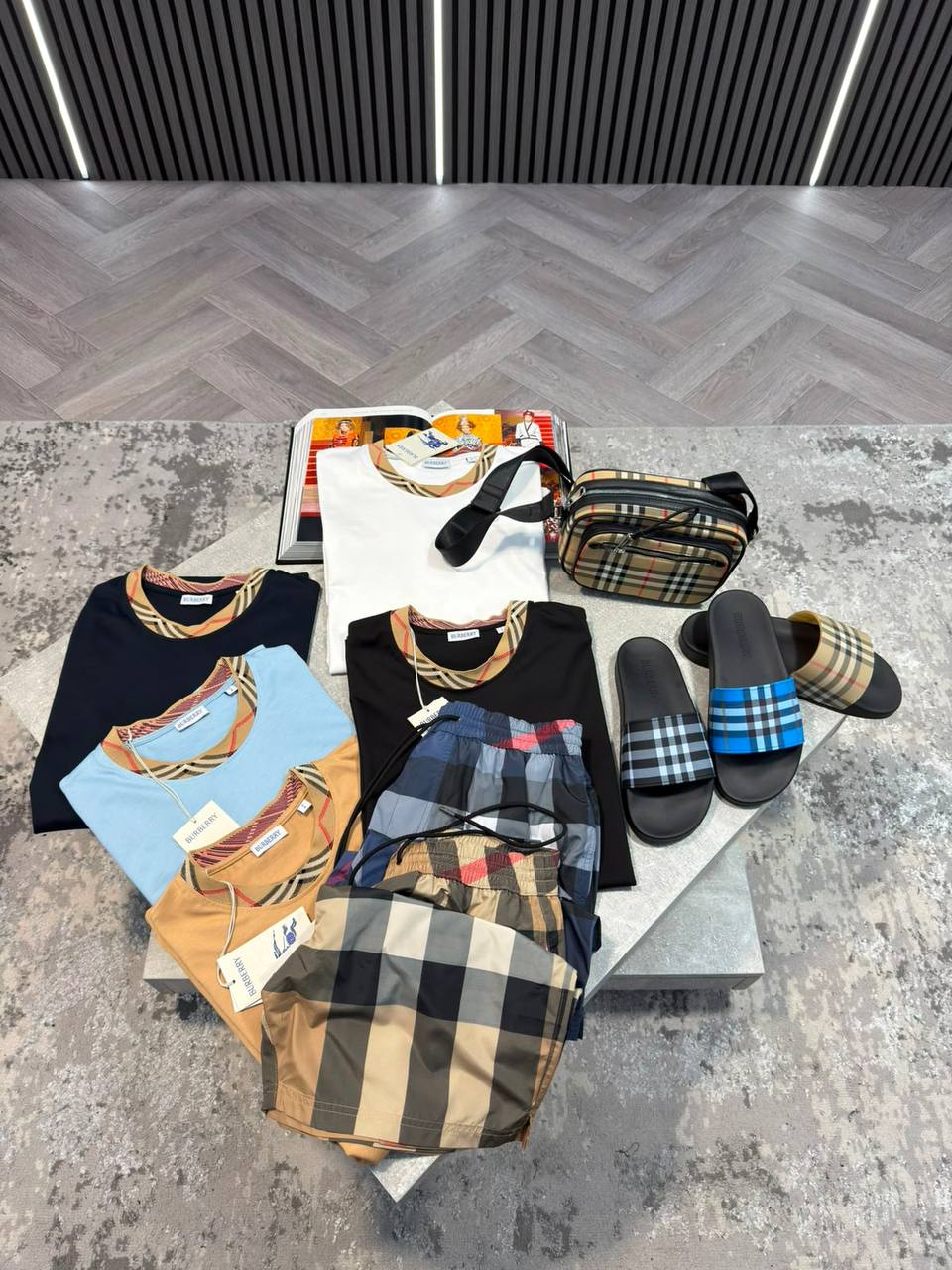 Burber Bag&Sliders& ShortsSet aj1906