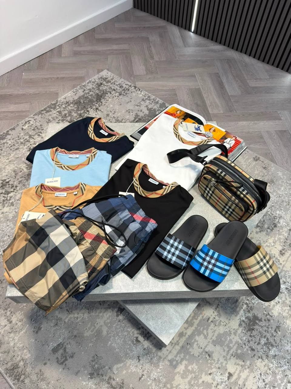 Burber Bag&Sliders& ShortsSet aj1906