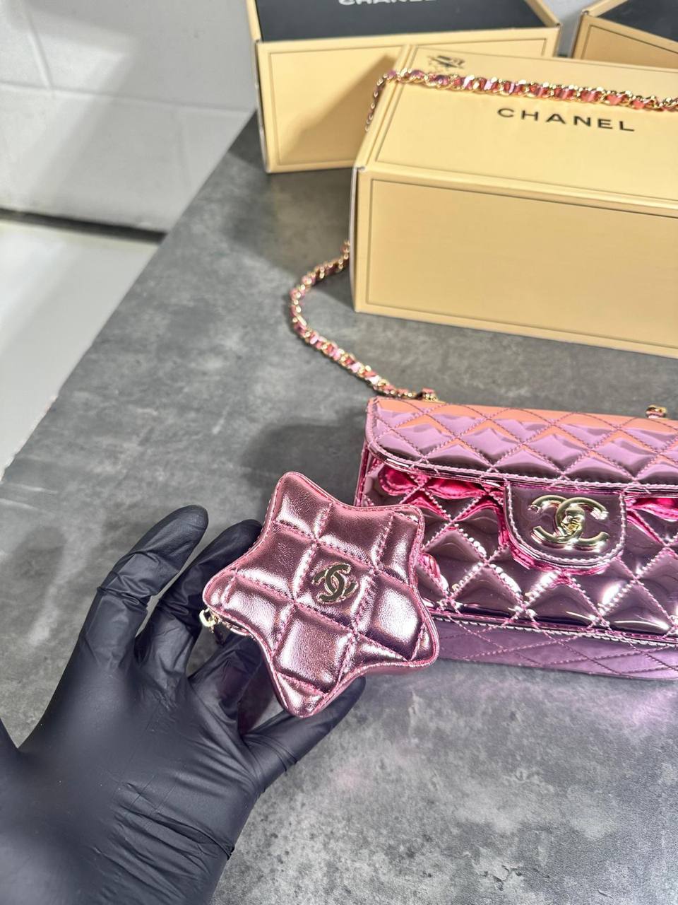 CHANE STAR BAG HIGH QUALITY DUBEL BOX su3105