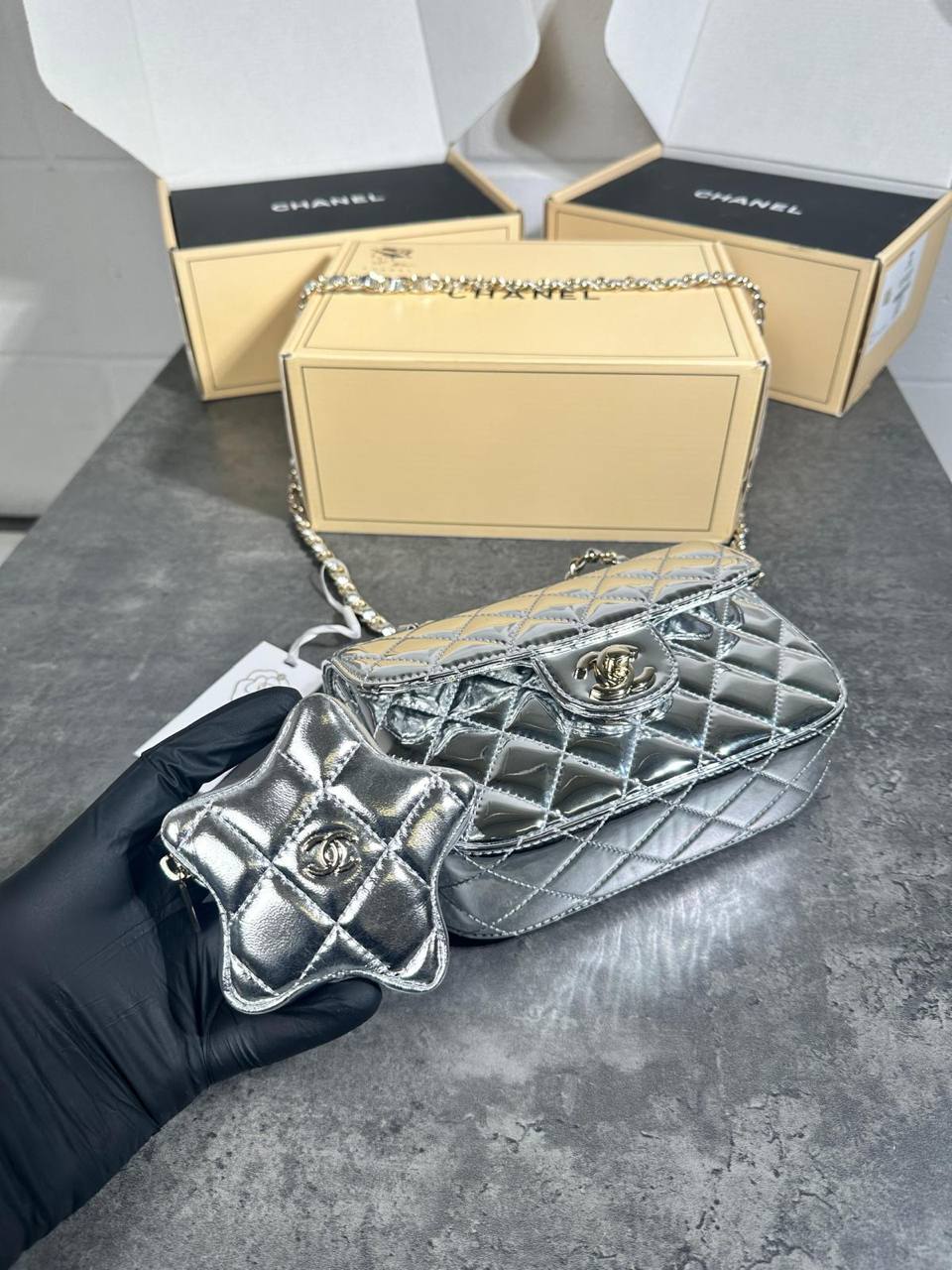 CHANE STAR BAG HIGH QUALITY DUBEL BOX su3105