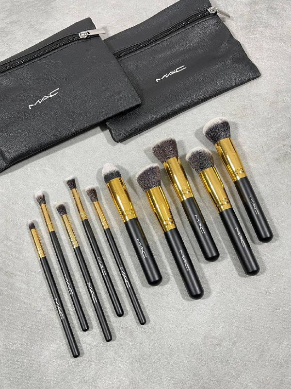 MAC BRUSHES 10 Piece MAC Brushes Come  With MAC Pauch Price su0409