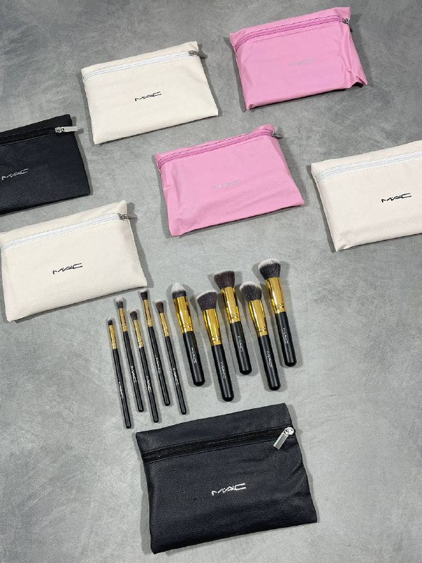 MAC BRUSHES 10 Piece MAC Brushes Come  With MAC Pauch Price su0409