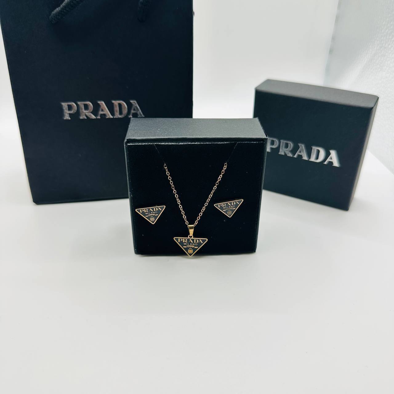 prad earings and necklace set with packaging to2104