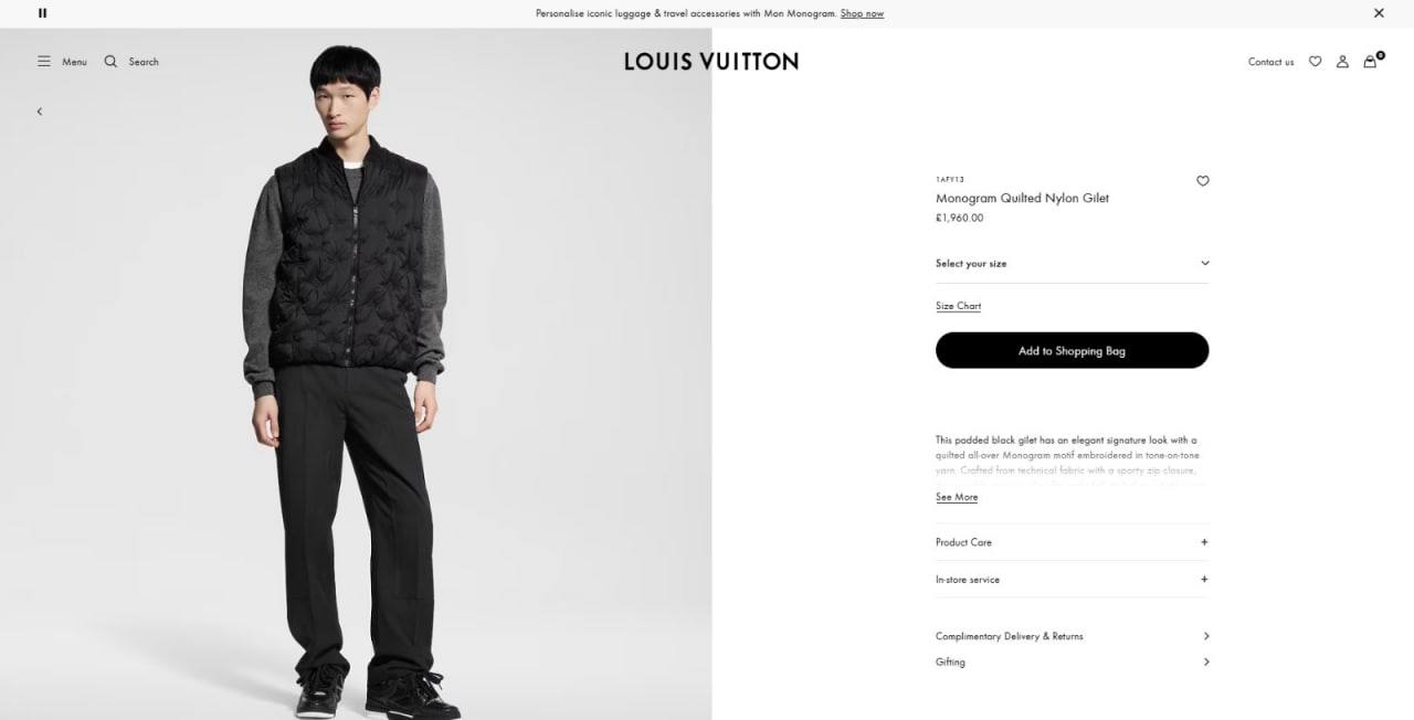 Louis Vuitto body warmer am0307