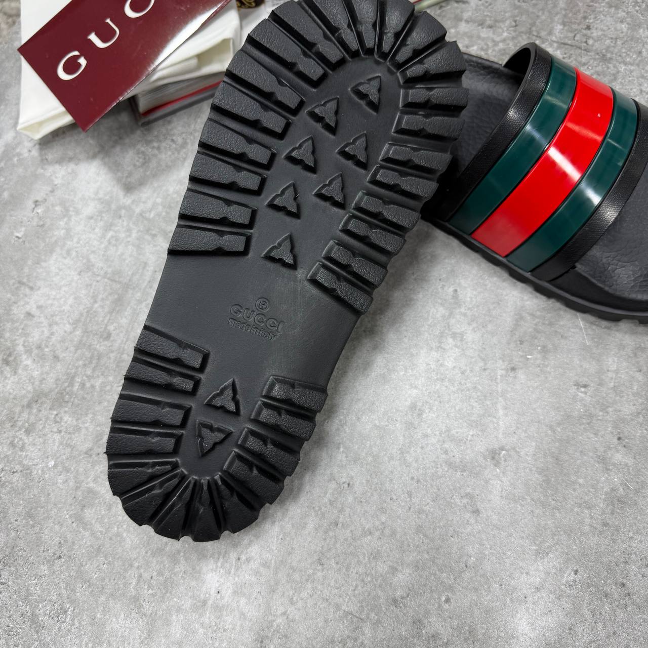 SUPER CLON MEN'S GUCC SLIDE SANDAL WITH WEB WITH FULL PACKAGING ETC jay1405
