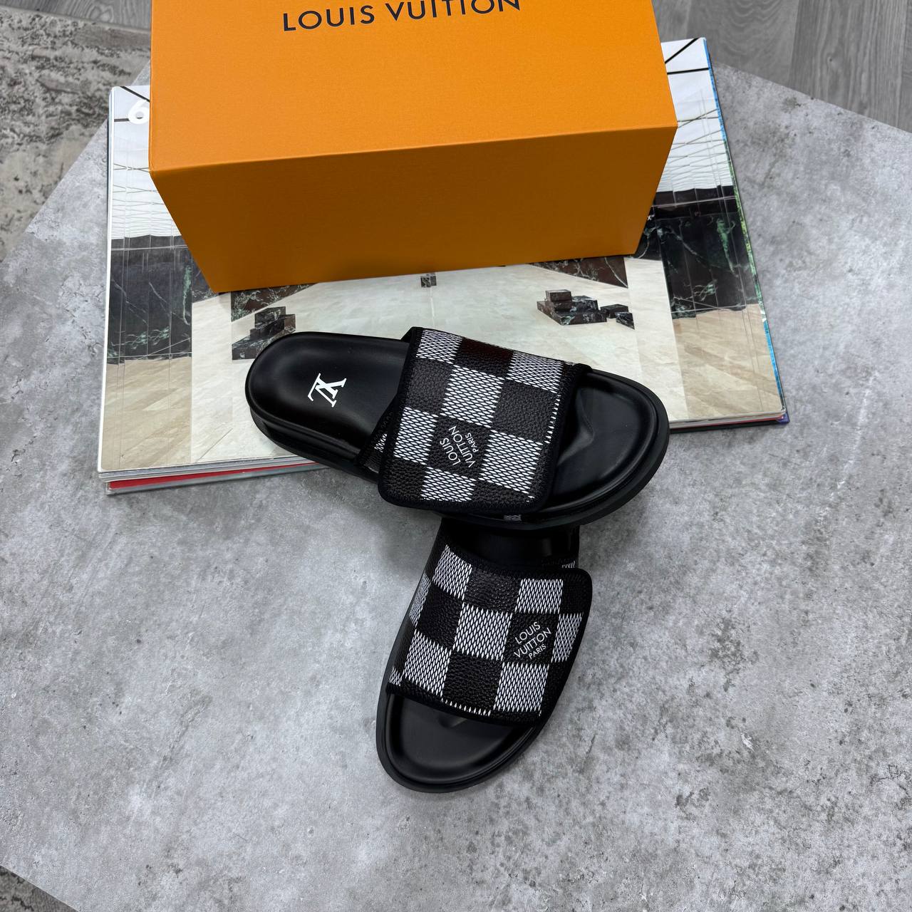 SUPER CLON LV CHEC SLIDES WITH FULL PACKAGING ETC jay2604