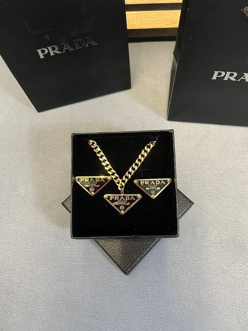 PRADA NECKLACE AND EARING AND BRACLET SET am1907