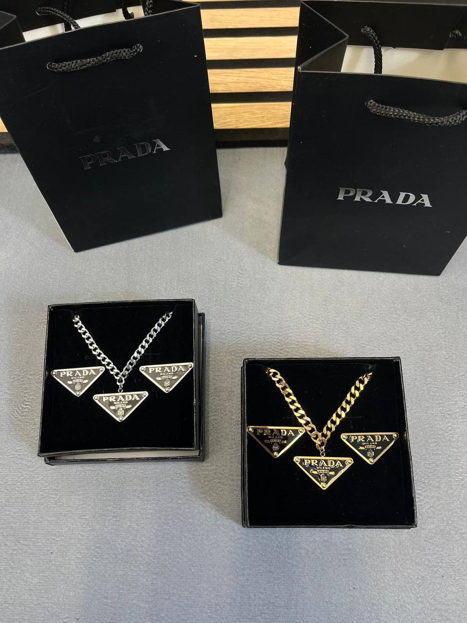 PRADA NECKLACE AND EARING AND BRACLET SET am1907