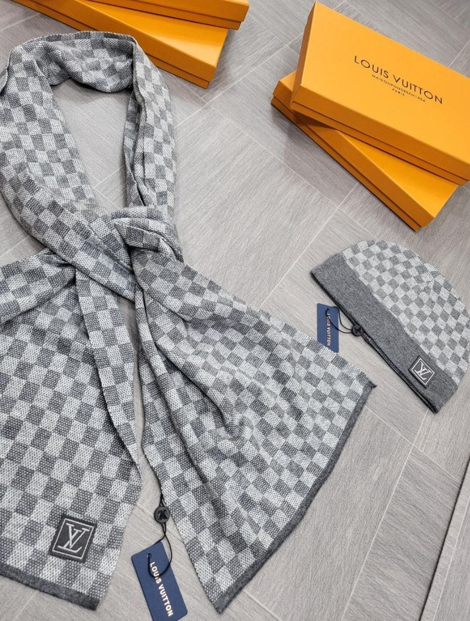 QUALITY LOUI VUITTO HAT AND SCARF SET WITH BOX 🧣 ak2808