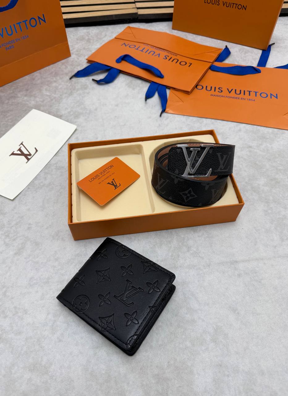 MENS LV BELTS AND WALLET SET COME WITH BOX ETC am0909