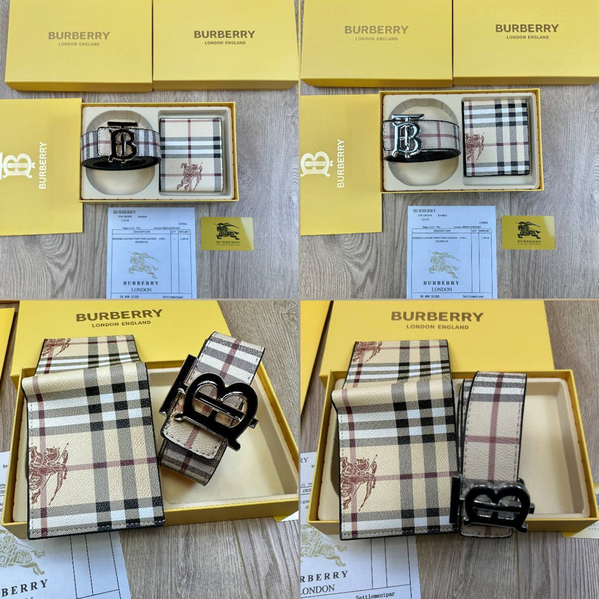 BURBERR BELT AND WALLET SET COMES WITH BOX & PAPERWORK to1409