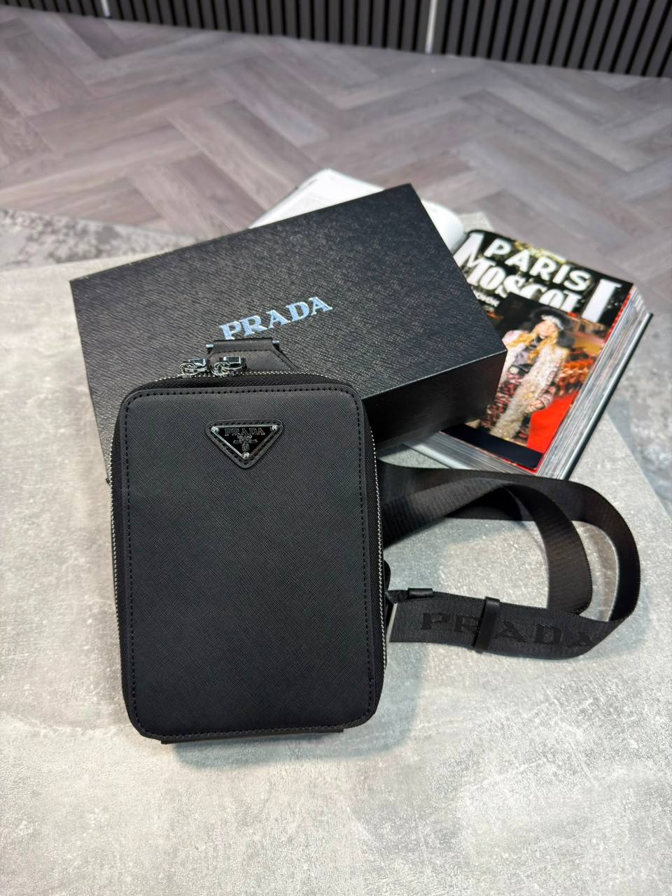 Super Clon Prad Brique Saffiano Mens Bag  Boxed and Packaged aj1609