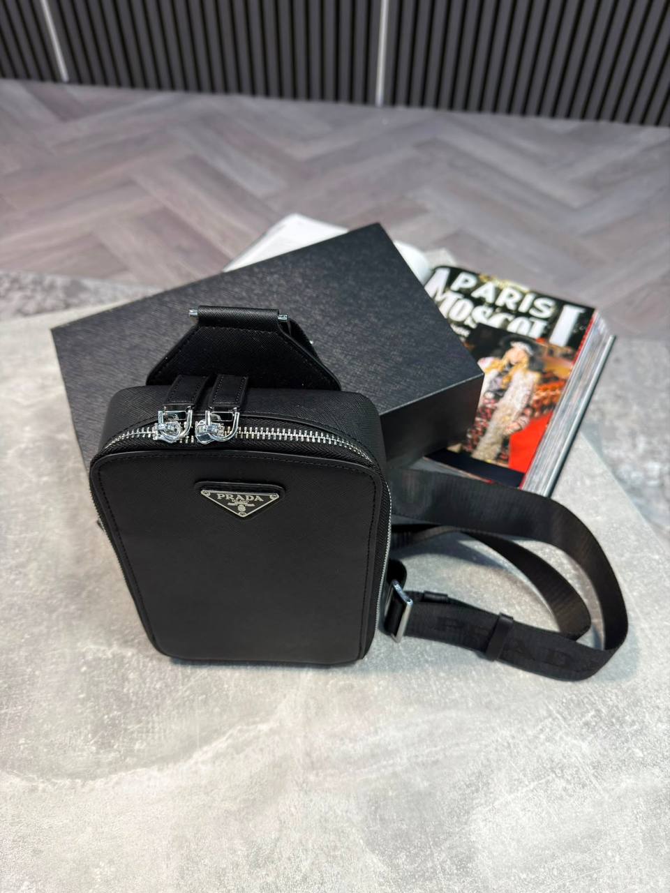 Super Clon Prad Brique Saffiano Mens Bag  Boxed and Packaged aj1609