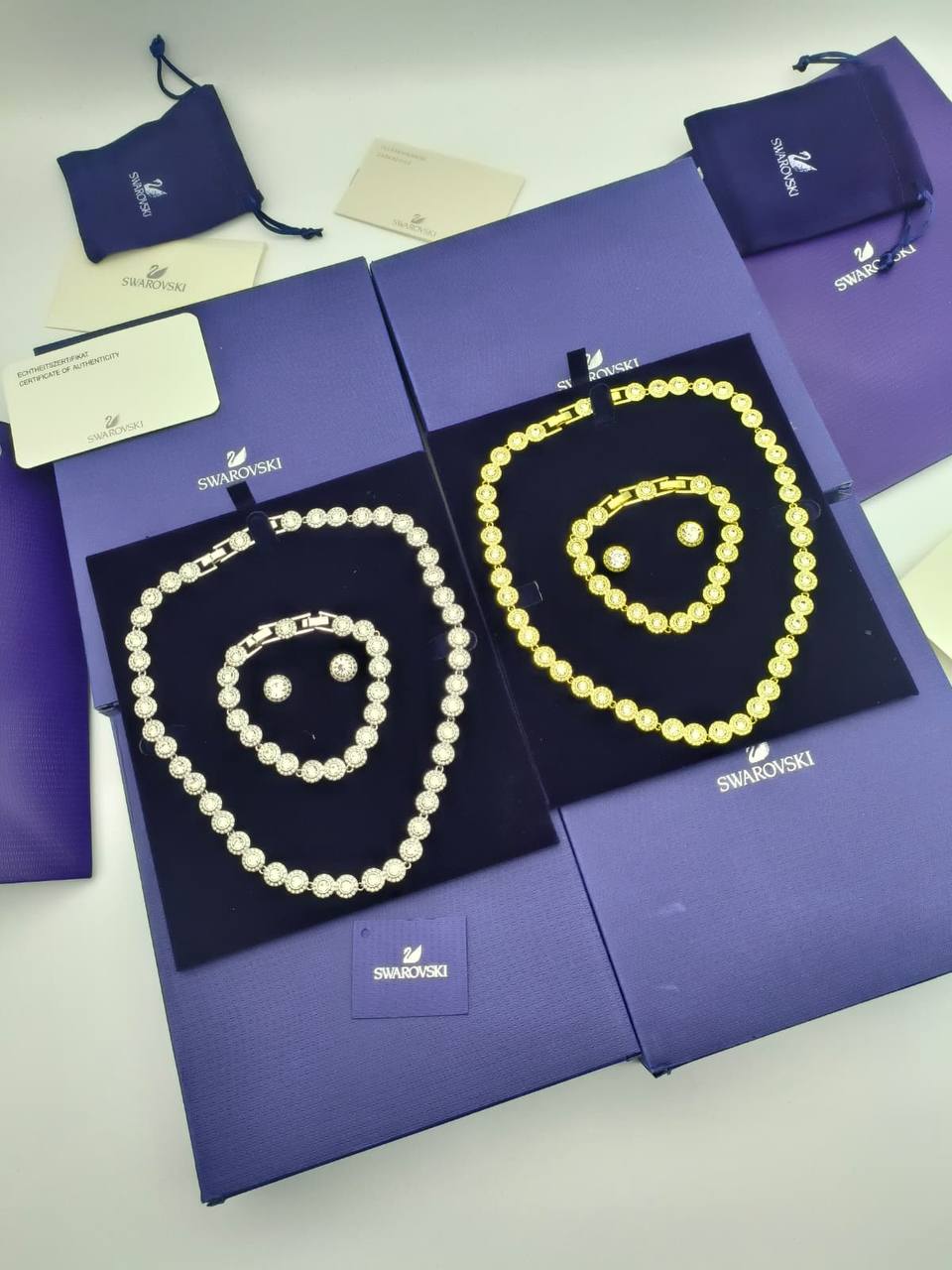 Supr Cline full set Swavski Una Angelic Round Cut Pavé Necklace, Earrings & Bracelet Set