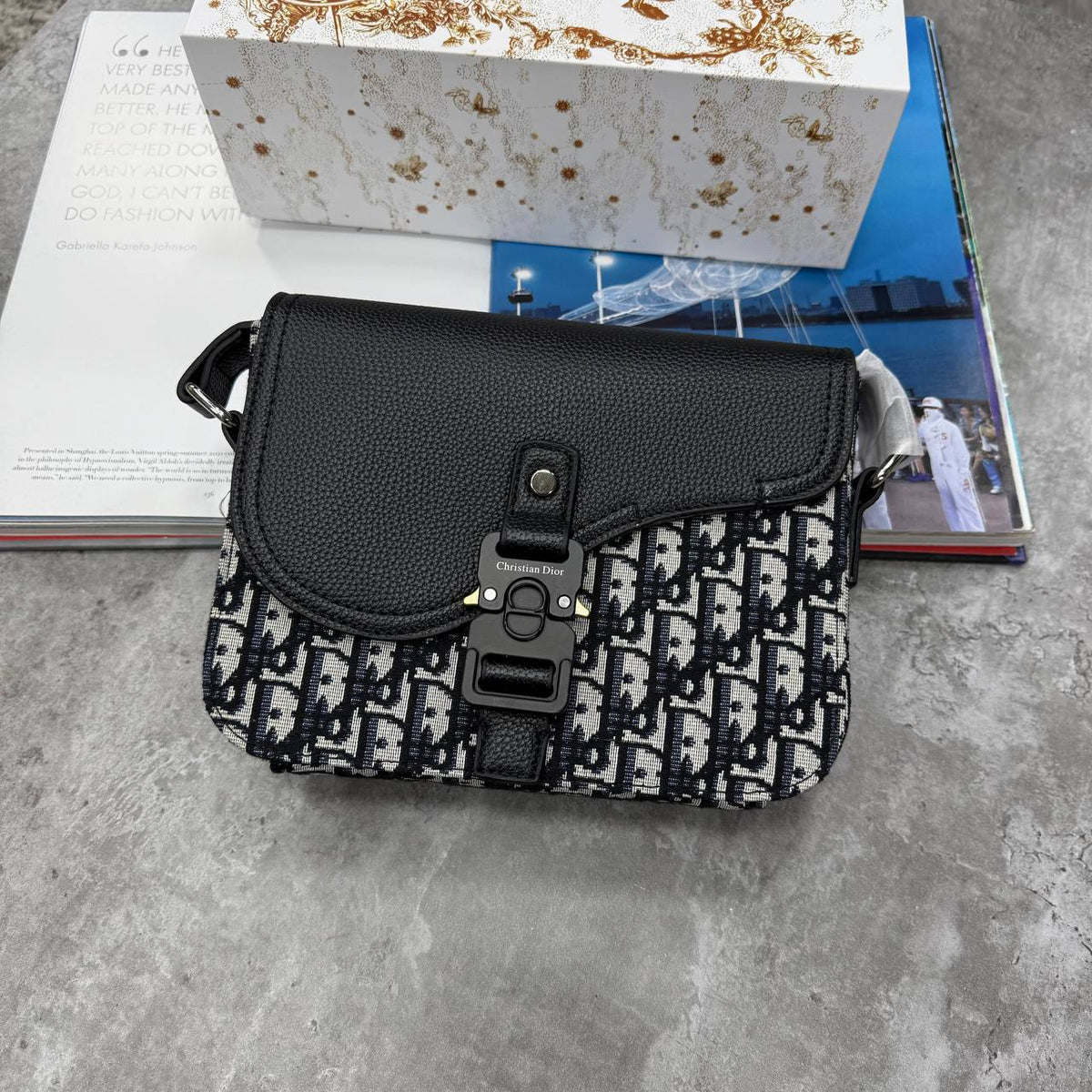 SUPER CLON DIO SADDLE MESSENGER BAG WITH FLAP WITH BOX ETC jay1809