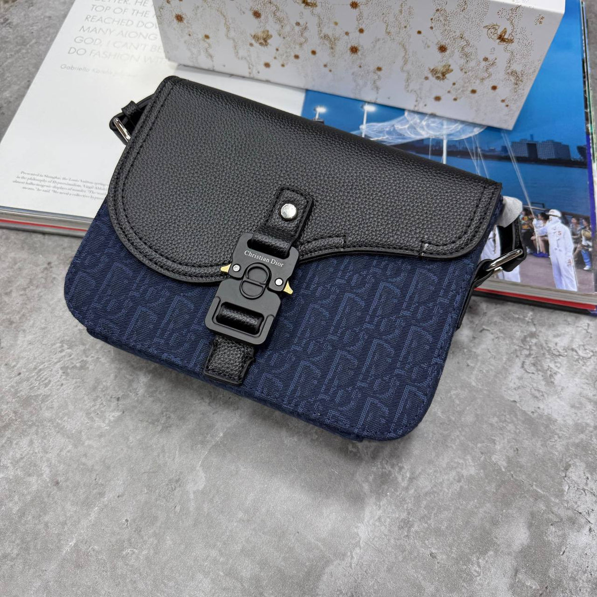 SUPER CLON DIO SADDLE MESSENGER BAG WITH FLAP WITH BOX ETC jay2408