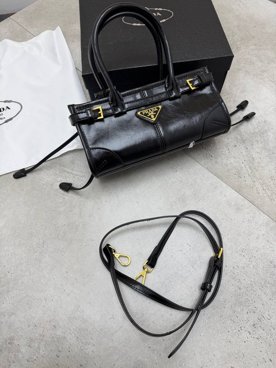 SUPER CLON PRAD LEATHER BAG COME WITH BOX ETC am0807