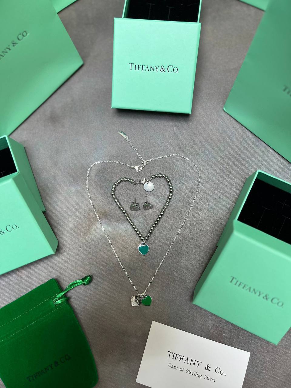 TIFFAN NECKLACE BRACELET & EARING SETS COME WITH BOX ETC am2908