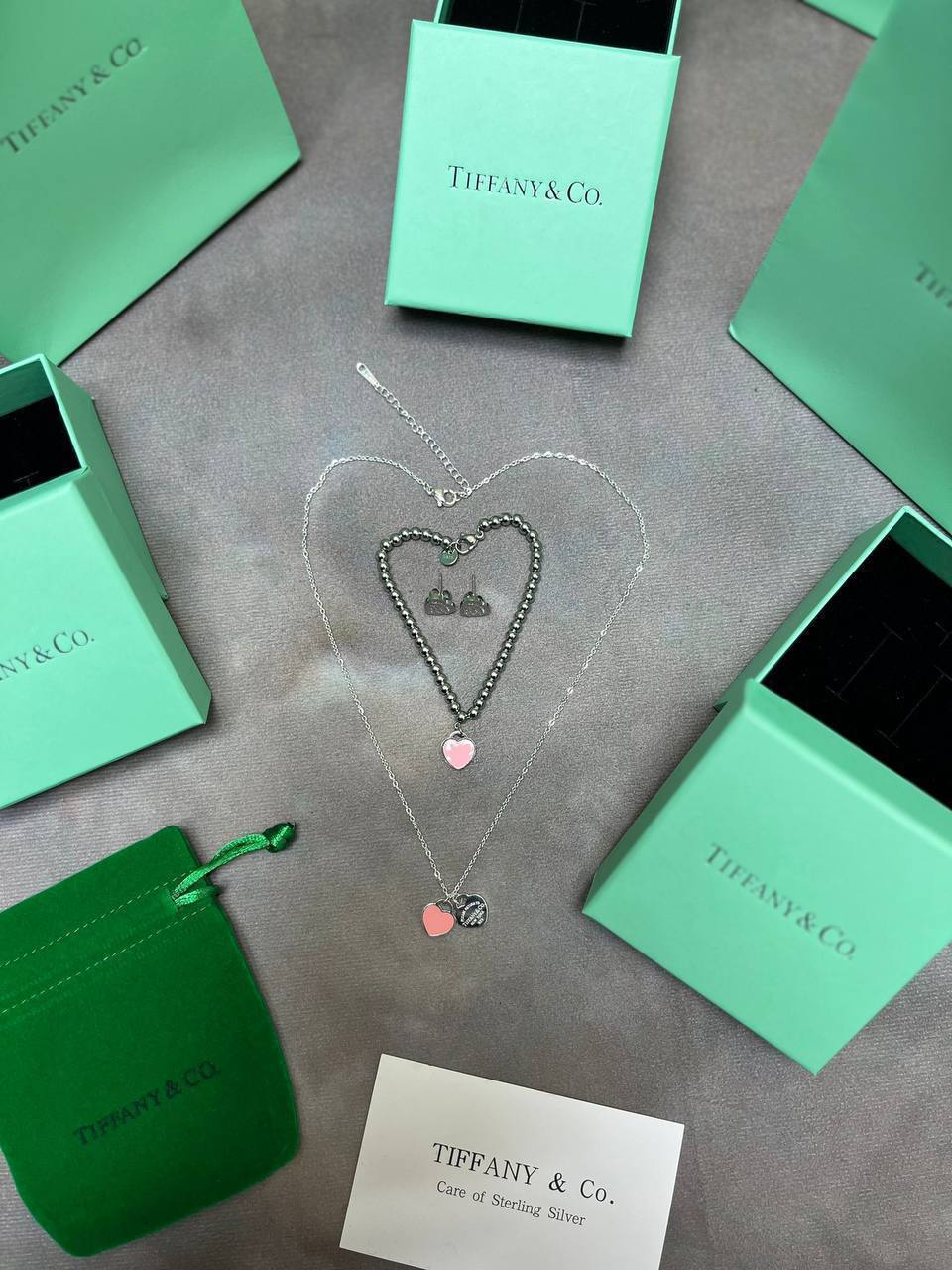 TIFFAN NECKLACE BRACELET & EARING SETS COME WITH BOX ETC am2908