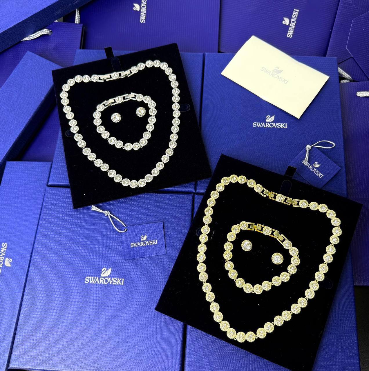 Super Clon full set Swarovsk Una Angelic Round Cut Pavé Necklace, Earrings & Bracelet Set am2908