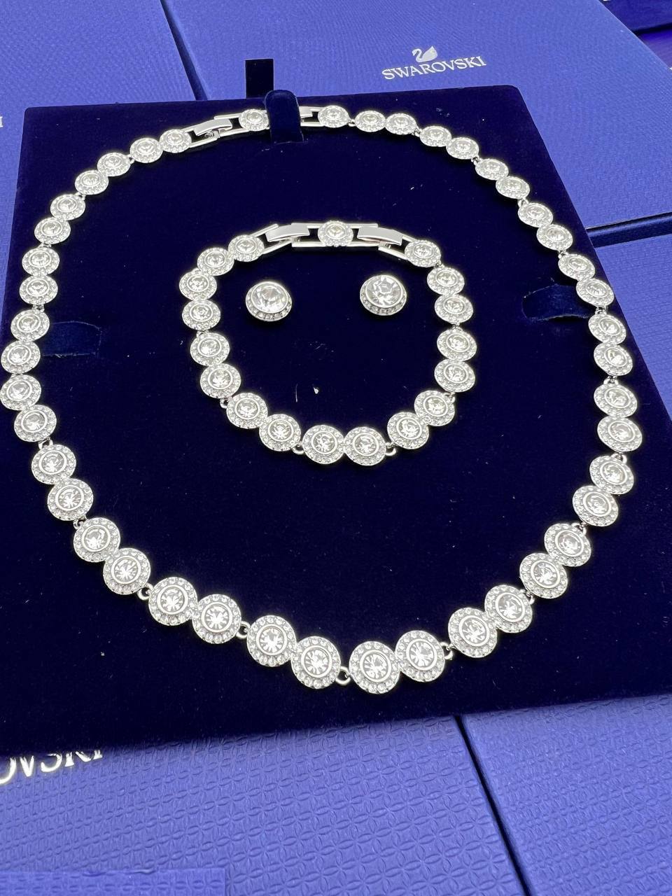 Super Clon full set Swarovsk Una Angelic Round Cut Pavé Necklace, Earrings & Bracelet Set am2908