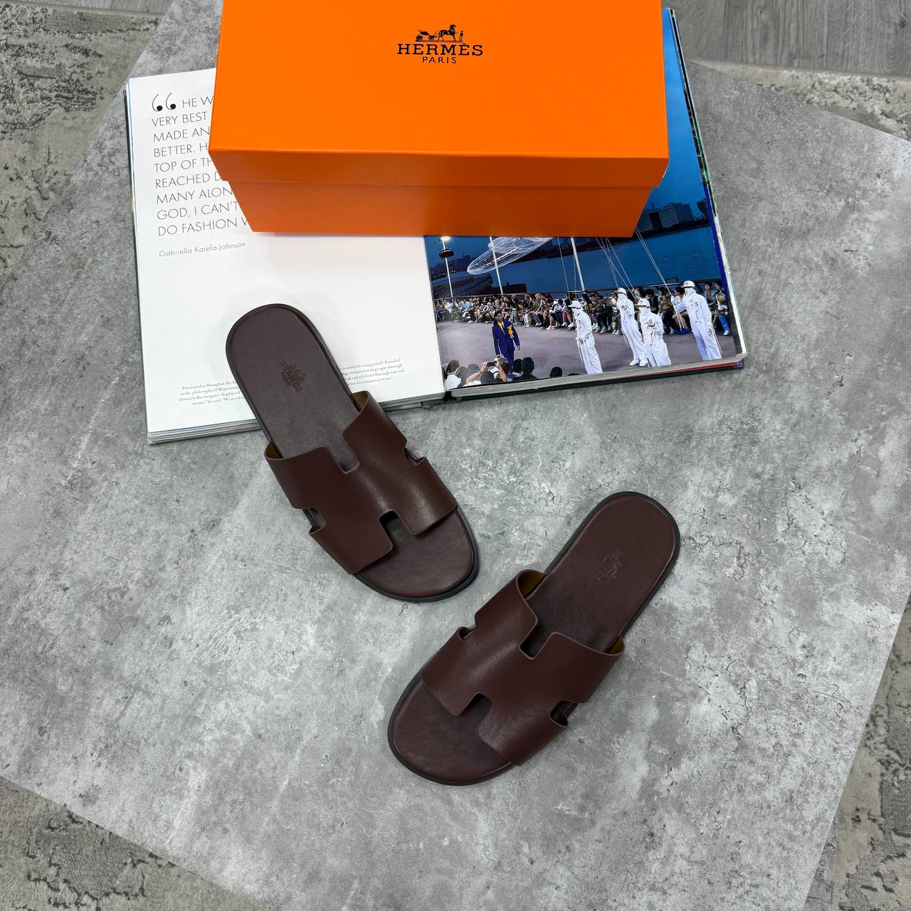 SUPER CLON HERM IZMIR SANDAL FULL LEATHER WITH FULL PACKAGING ETC jay2707