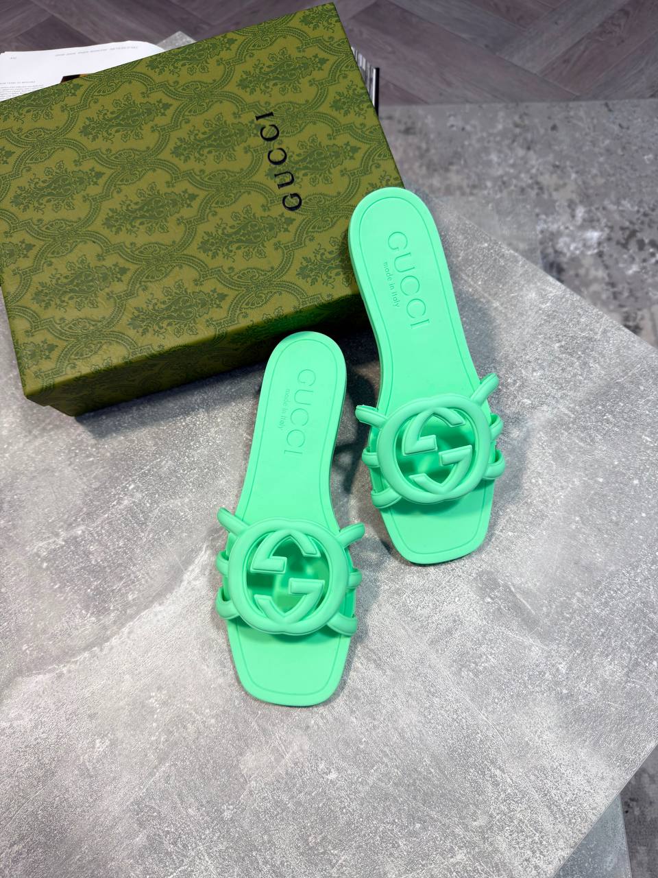 Gucc Women interlocking G Slide Sandals aj2907