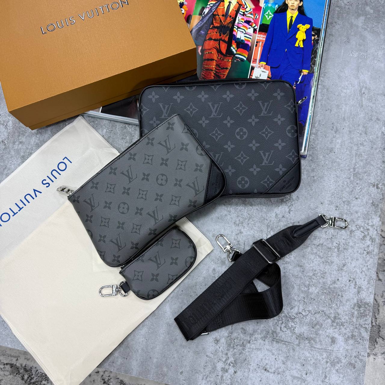 SUPER CLON LV TRIO MESSENGER BAG WITH FULL PACKAGING ETC jay2406
